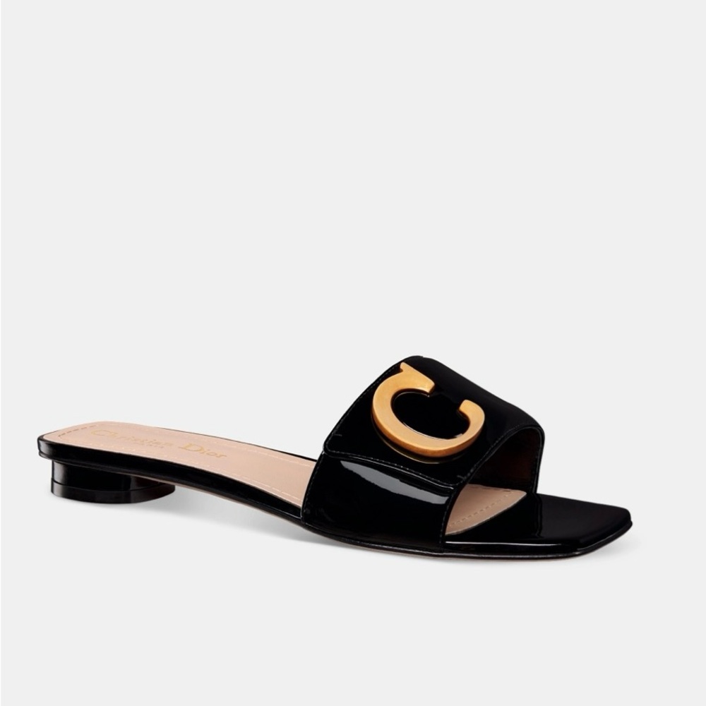 Dior C'EST DIOR SLIDE Black Patent Calfskin